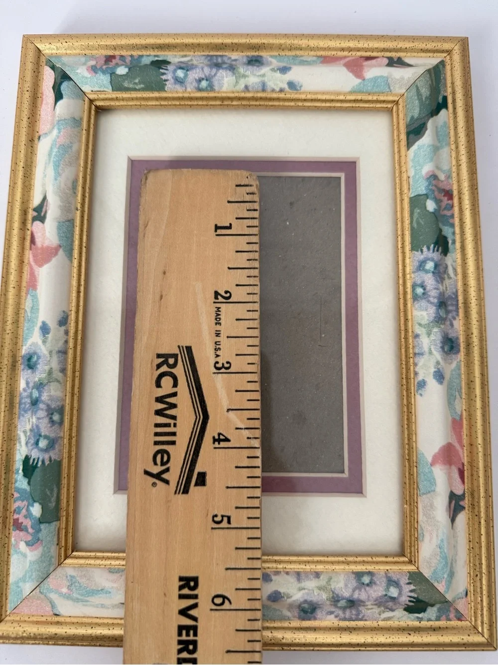 Floral Gold Accent Photo Frame - Cream, Pink & Green